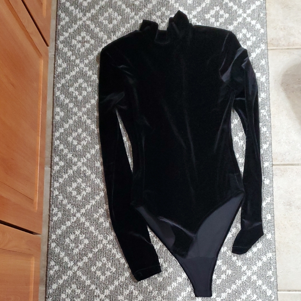 Black Velvet Long Sleeve Bodysuit